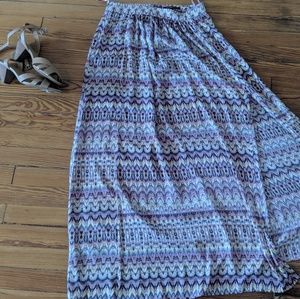 Silky high waist maxi skirt pink pattern